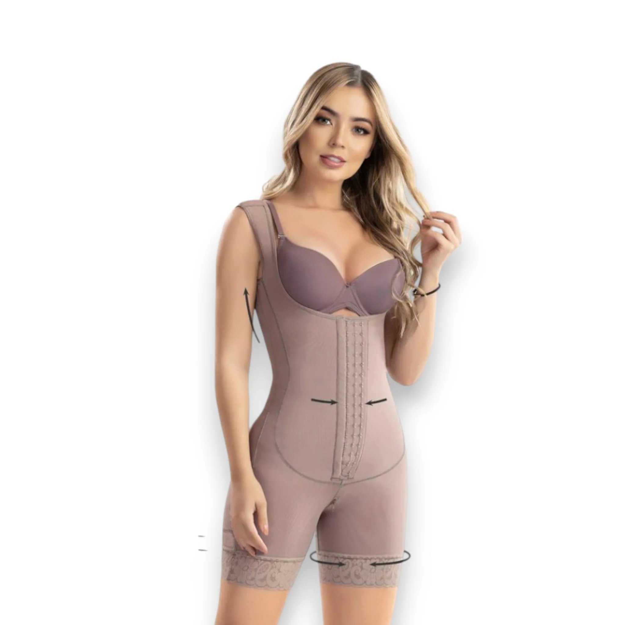 Faja colombiana short senos libres con broches en hombros #3099 Romanza - Imagen 3
